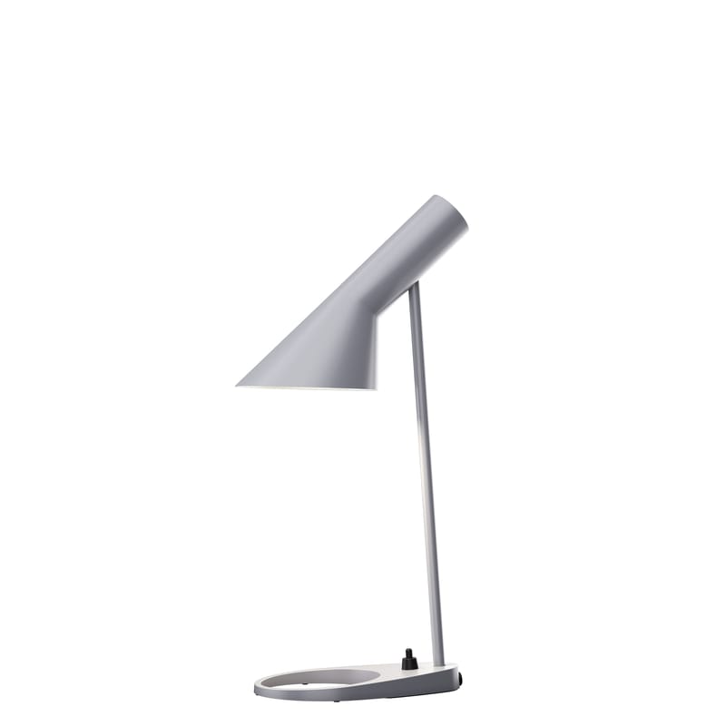 Luminaire - Lampes de table - Lampe de table AJ Mini métal gris / H 43 cm - Orientable / Arne Jacobsen, 1957 - Louis Poulsen - Gris clair - Acier, Zinc