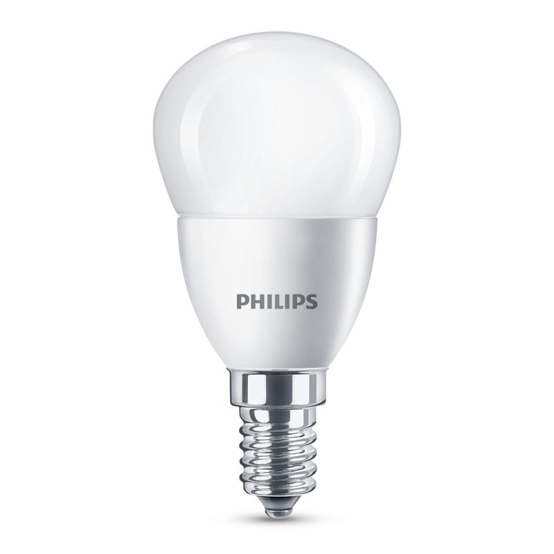 Lighting - Light Bulb & Accessories - Sphérique Dépolie LED bulb E14 glass white / 5,5W (40W) - 470 lumen - Philips - 5,5W (40W) - Frosted glass, Metal