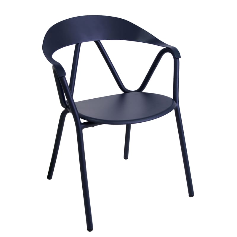Möbel - Stühle  - Stapelbarer Sessel Reef metall blau / Metall - Emu - Blau - klarlackbeschichtetes Aluminium