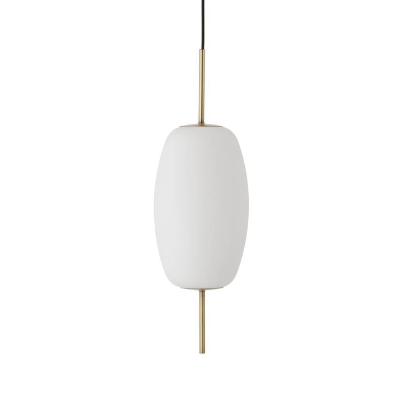 Luminaire - Suspensions - Suspension Silk verre blanc / laiton - Ø 16 cm - Frandsen - Ø 20 cm / Blanc & laiton - Laiton, Verre blanc opalin