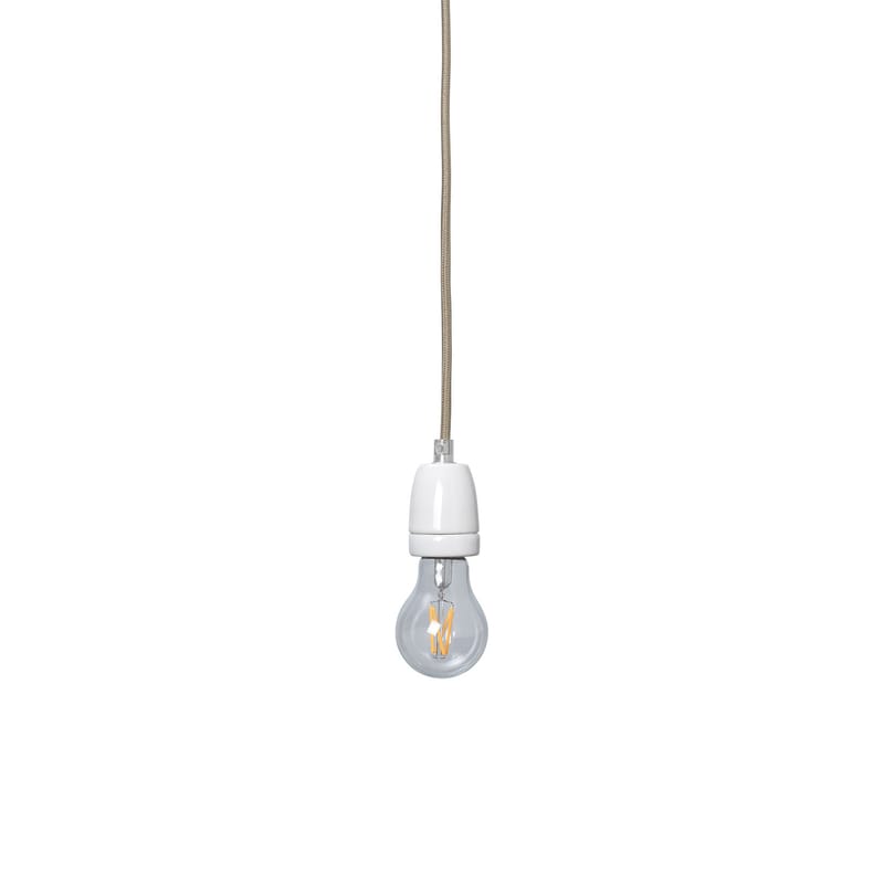 Luminaire - Suspensions - Système électrique Cord céramique blanc / Douille porcelaine - Ferm Living - Blanc / Câble cachemire - Porcelaine, Tissu