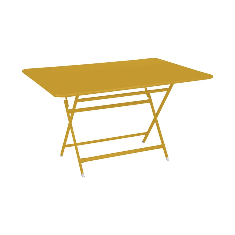 Jardin - Tables de jardin - Table pliante Caractère métal jaune / 128 x 90 cm - 6 personnes - Fermob - Miel texturé - Acier laqué