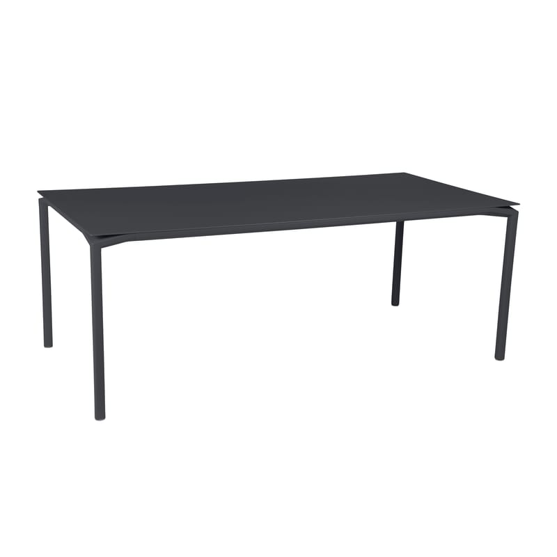 Jardin - Tables de jardin - Table rectangulaire Calvi métal noir / 195 x 95 cm - Aluminium / 10 à 12 personnes - Plateau démontable - Fermob - Carbone - Aluminium peint