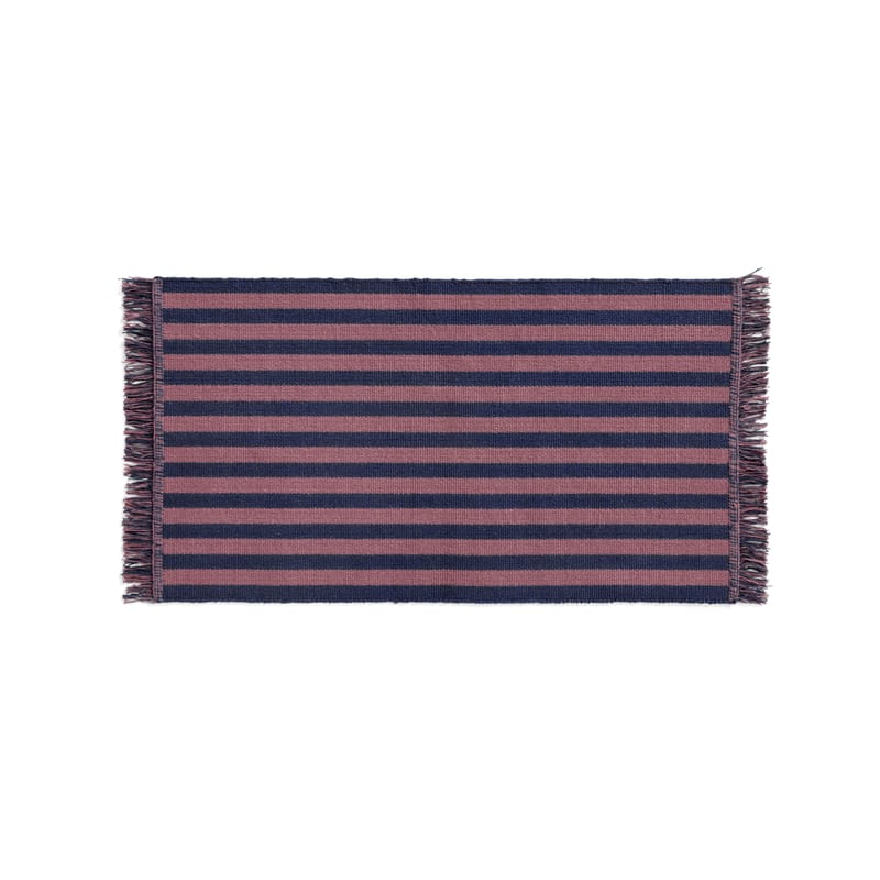 Décoration - Pour les enfants - Tapis Stripes and stripes  bleu / 95 x 52 cm - Coton - Hay - Cacao & bleu marine - Coton