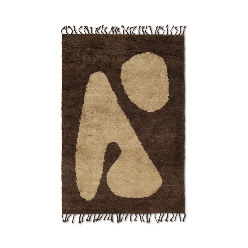 Interni - Tappeti - Tappeto Abstract Large tessuto marrone / 180 x 120 cm - Annodato a mano - Ferm Living - 180 x 120 cm/marrone - Lana di Nuova Zelanda