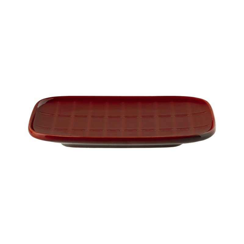 Table et cuisine - Assiettes - Assiette à dessert Tiiliskivi céramique rouge / 12 x 15 cm - Marimekko - Tiiliskivi / Rouge sombre - Grès