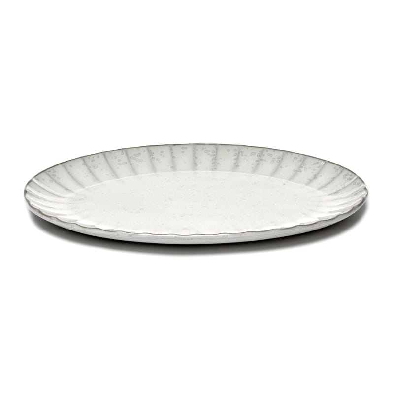 Table et cuisine - Assiettes - Assiette Inku céramique blanc / Ovale Large - 30 x 21 cm - Serax - Large / Blanc - Grès émaillé