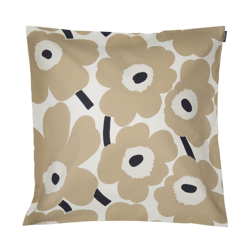 Decoration - Cushions & Poufs - Pieni Unikko Cushion cover textile beige / 50 x 50 cm - Marimekko - Pieni Unikko / Beige - Cotton