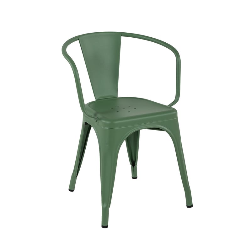 Mobilier - Chaises, fauteuils de salle à manger - Fauteuil empilable A56 Indoor métal vert / Acier Couleur - Pour l\'intérieur - Tolix - Romarin (mat fine texture) - Acier laqué