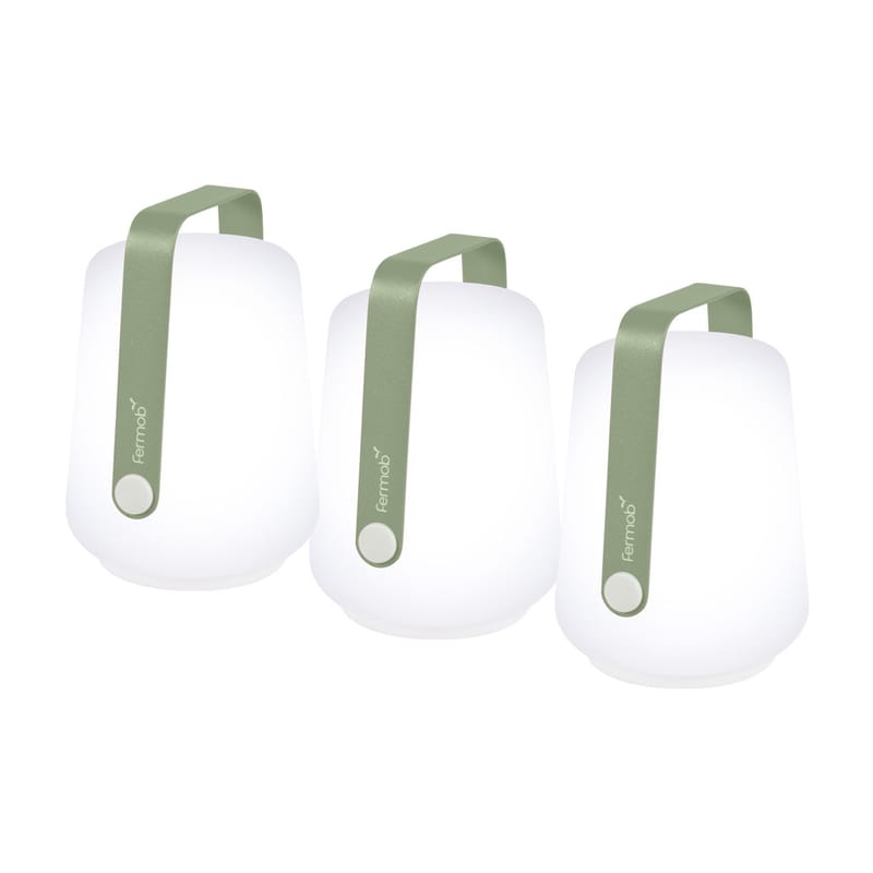 Luminaire - Luminaires d\'extérieur - Lampe extérieur sans fil rechargeable Balad plastique vert / H 13,5 cm - Set de 3 - Fermob - Cactus - Aluminium, Polyéthylène