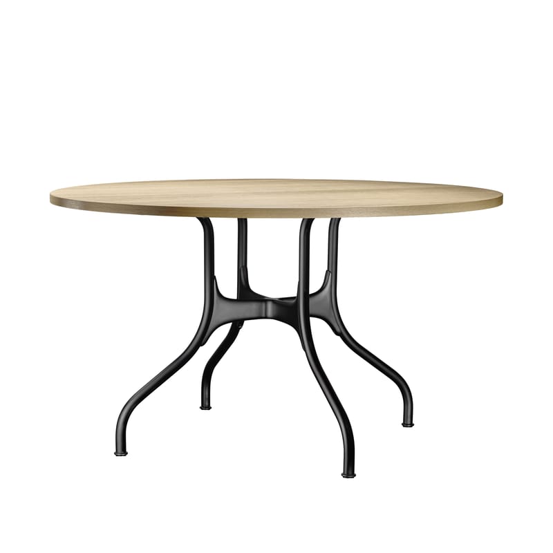 Möbel - Tische - Runder Tisch Milà schwarz holz natur / Metall & Holz - Ø 130 cm - Magis - Schwarz / Tischbeine Eiche - Furniereiche, Stahl