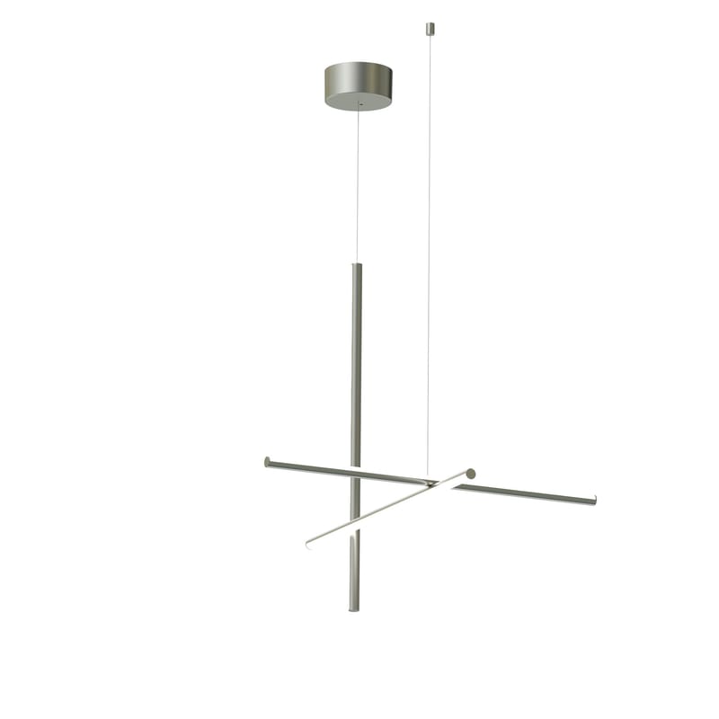 Luminaire - Suspensions - Suspension Coordinates  S1 gris argent métal LED/ L 78 x H 78 cm - Flos - Argent - Aluminium extrudé