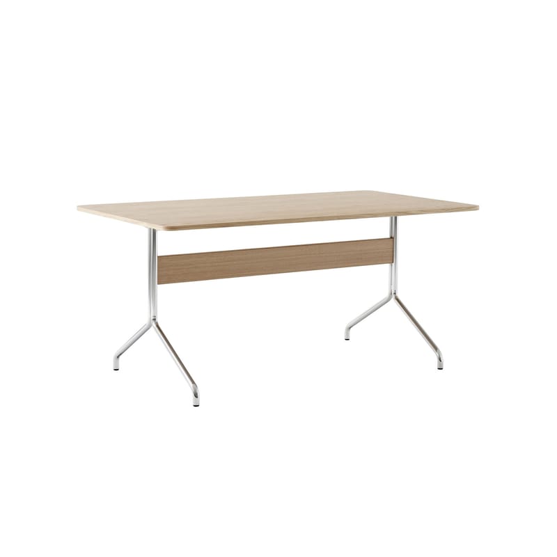 Mobilier - Bureaux - Table rectangulaire Pavilion AV18 bois naturel / 160 x 90 cm - &tradition - Chêne / Chromé - Acier, MDF plaqué chêne