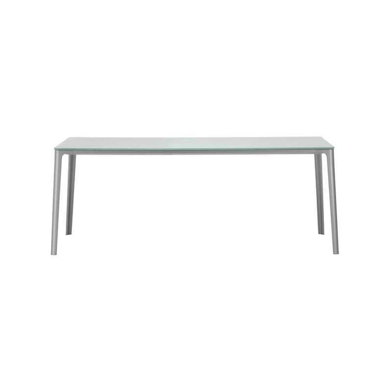 Mobilier - Tables - Table rectangulaire Plate Dining Table verre gris / 180 x 90 cm - Verre - Vitra - Verre gris clair / Pieds gris - Aluminium laqué époxy, Verre