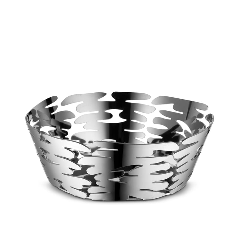 Table et cuisine - Corbeilles, centres de table - Corbeille Barket métal gris argent / Ø 18 cm - Alessi - Acier - Acier inoxydable