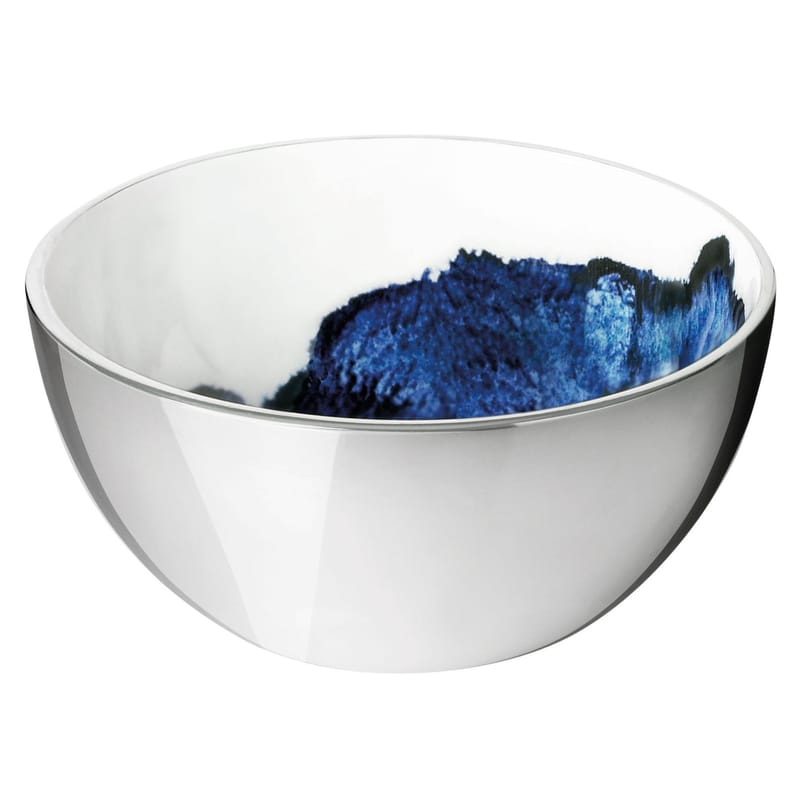 Coupelle Stockholm Aquatic céramique blanc bleu métal / Ø 10 x H 5 cm - Stelton - Extérieur métal / Intérieur blanc & bleu - Aluminium, Email