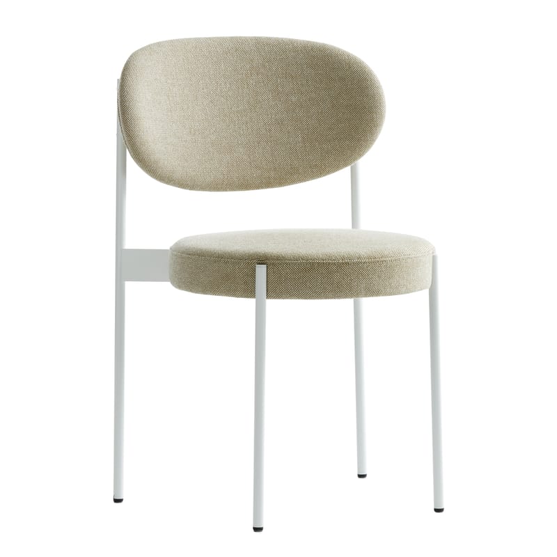 Furniture - Chairs - Chaise Serie 430 Padded chair textile white beige / Fabric - Verner Panton (1967) - Verpan - Beige / White structure - Epoxy lacquered steel, Foam, Kvadrat fabric