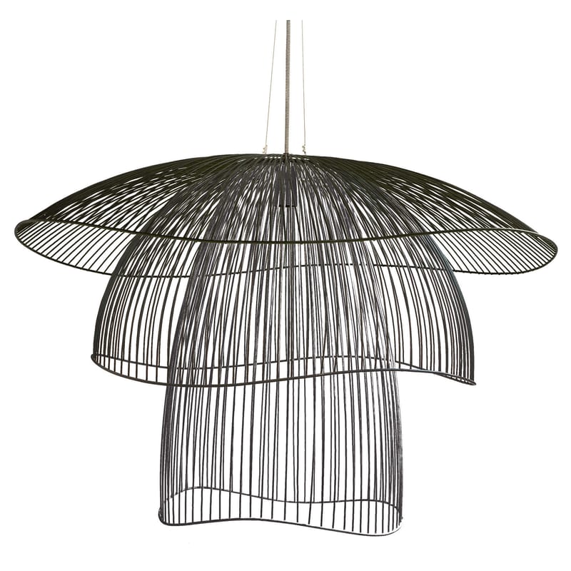Illuminazione - Lampadari - Sospensione Papillon Large metallo nero / Ø 100 cm - Forestier - Nero - Acciaio termolaccato