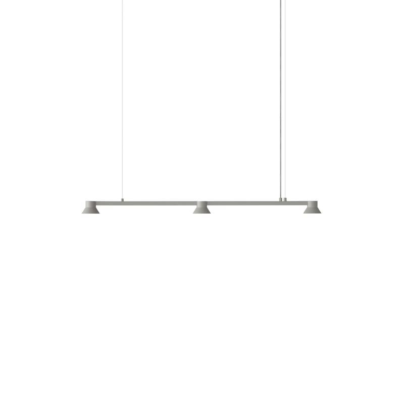 Luminaire - Suspensions - Suspension Hat Linear Small métal gris / L 115 cm - Normann Copenhagen - Gris chaud - Acier, Aluminium, PMMA