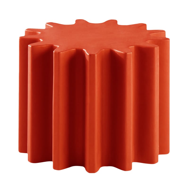 Éco Design - Production locale - Table basse Gear plastique rouge / Pouf - Ø 55 x H 43 cm - Slide - Rouge - polyéthène recyclable