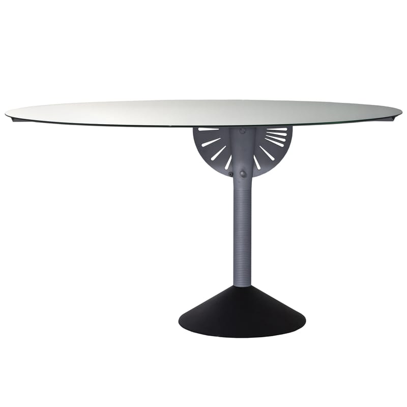 Mobilier - Tables - Table pliante Psiche métal gris miroir / Transformable en miroir - Réédition 1989 - Driade - Miroir / Pied : gris foncé - Aluminium, Fonte, Verre
