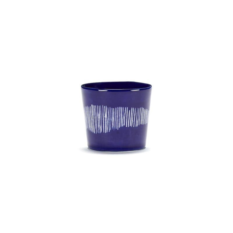 Table et cuisine - Tasses et mugs - Tasse à espresso Feast céramique bleu / 15 cl - Serax - Traits / Lapis lazuli & blanc - Grès émaillé