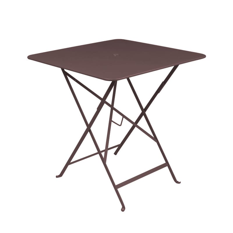 Outdoor - Tavoli  - Tavolo pieghevole Bistro metallo marrone 71 x 71 cm - Pieghevole - Con foro per parasole - Fermob - Ruggine - Acciaio laccato