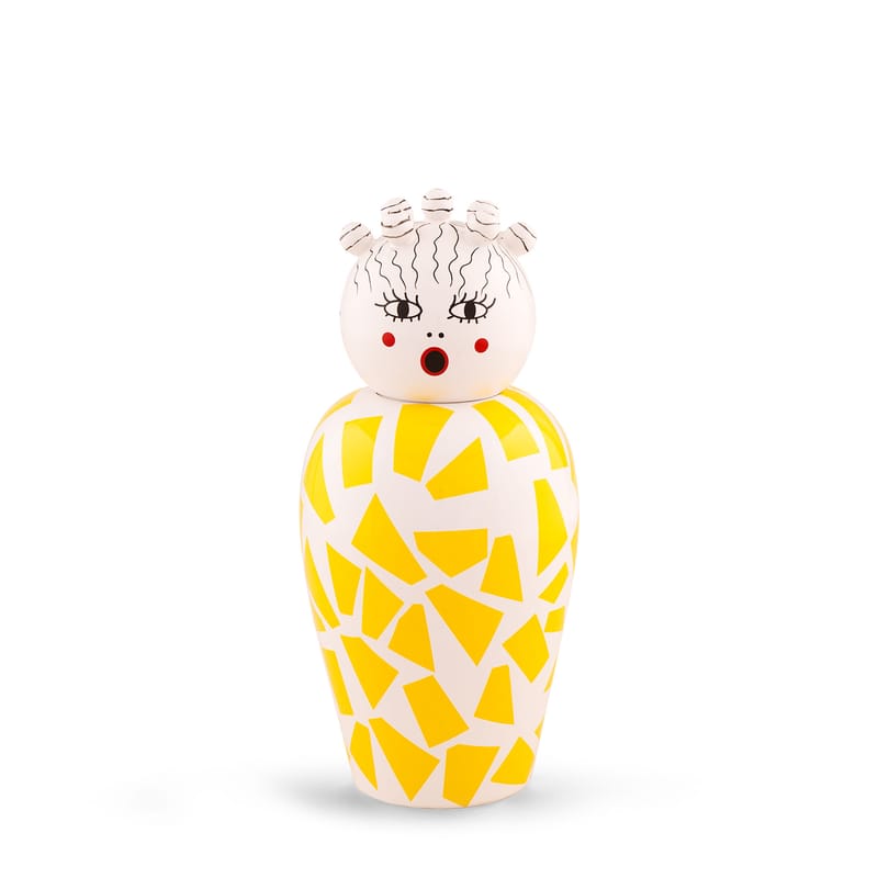 Décoration - Vases - Vase Canopie Rosio céramique jaune / Avec couvercle - Seletti - Rosio / Jaune - Porcelaine peinte