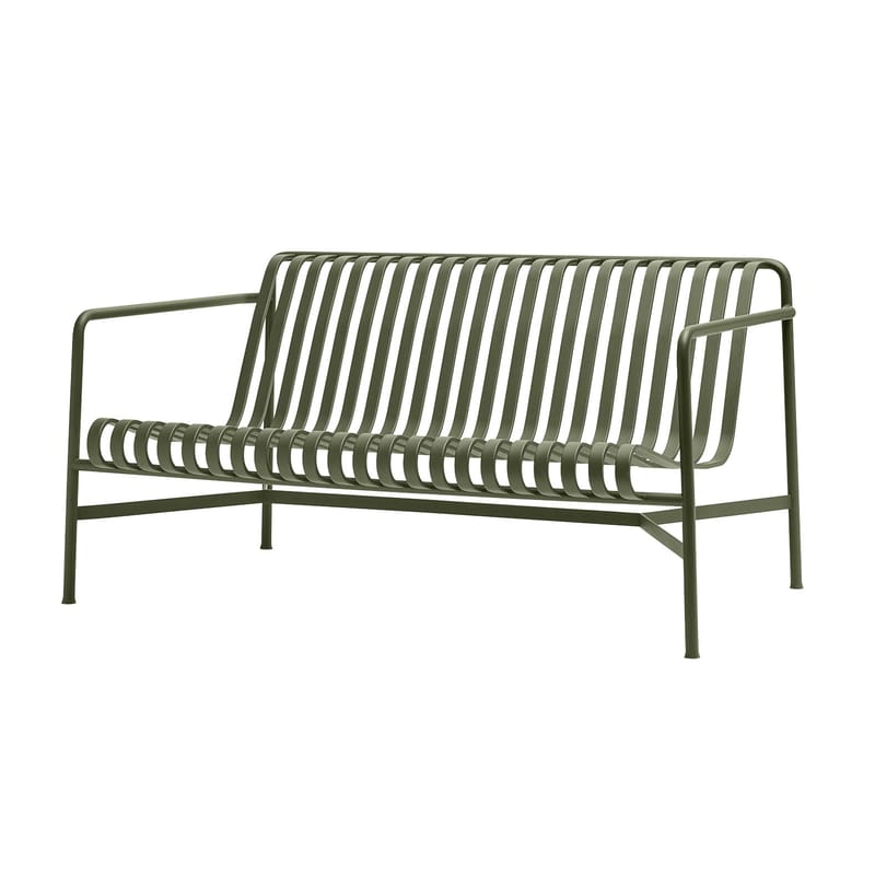 Outdoor - Garden sofas - Palissade Lounge 2-seater outdoor sofa metal green W 139 cm - R & E Bouroullec - Hay - Olive green - Electro galvanized steel, Peinture époxy