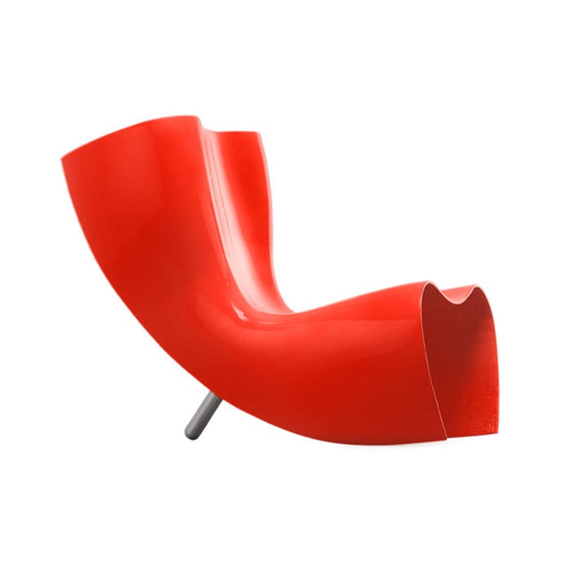 Furniture - Armchairs - Felt chair Armchair plastic material composite material red / Marc Newson, 1993 - Fibreglass - Cappellini - Red lacquer - Aluminium, Fibreglass
