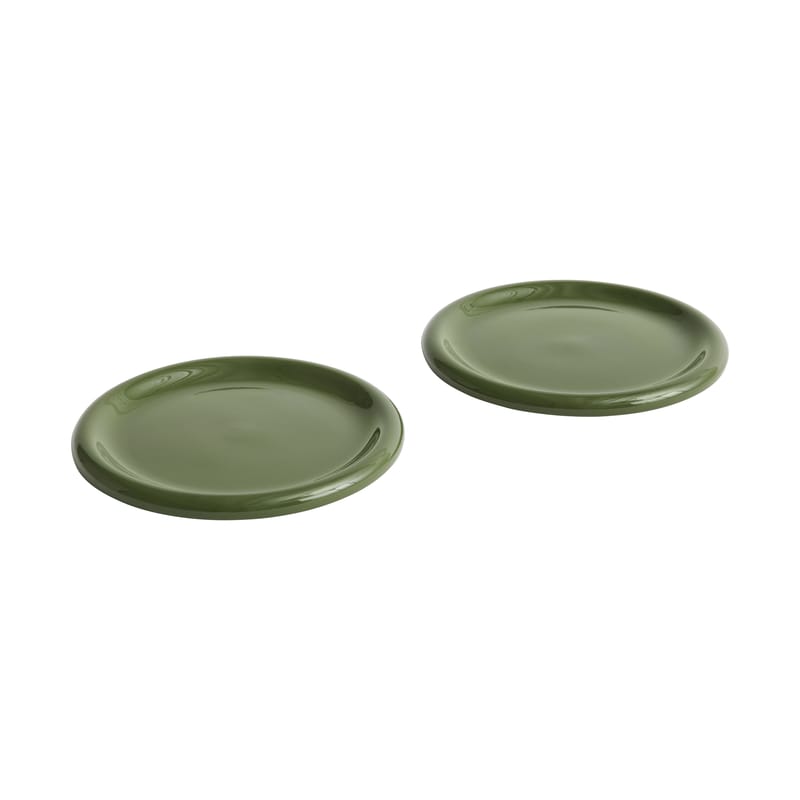 Table et cuisine - Assiettes - Assiette Barro céramique vert / Ø 24 cm - Set de 2 - Hay - Vert - Grès