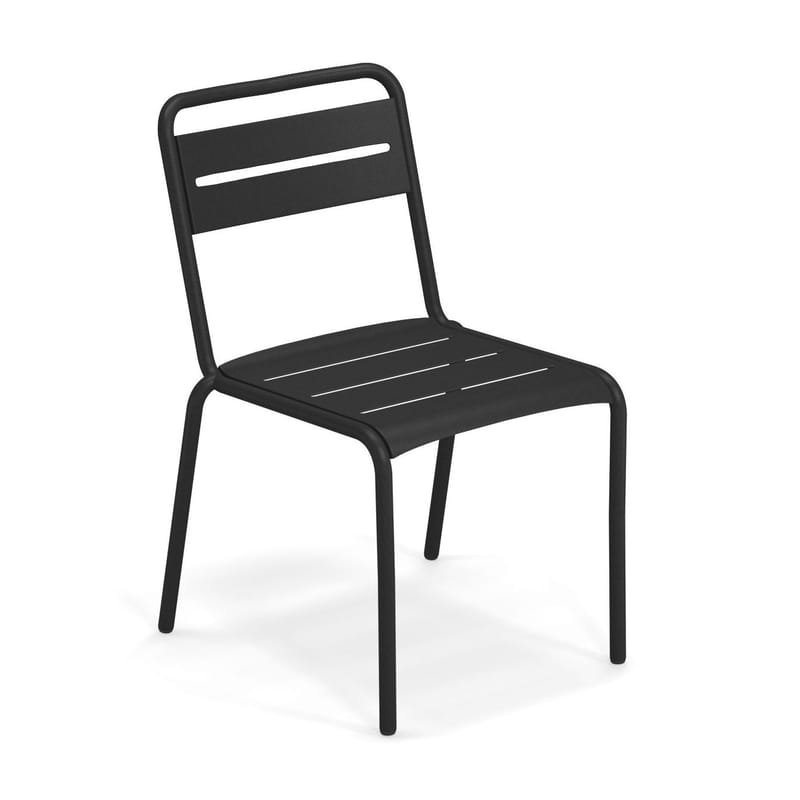 Mobilier - Chaises, fauteuils de salle à manger - Chaise empilable Star métal noir / Aluminium - Emu - Noir - Aluminium