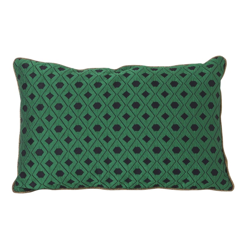 Decoration - Cushions & Poufs - Salon - Mosaic Cushion textile green 40 x 25 cm - Ferm Living - Green -  Plumes, Fibre mix, Velvet