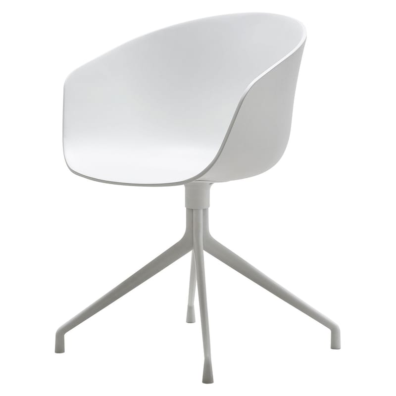 Mobilier - Chaises, fauteuils de salle à manger - Fauteuil pivotant About a chair plastique blanc - Hay - Blanc / Pied blanc - Fonte d\'aluminium laqué, Polypropylène