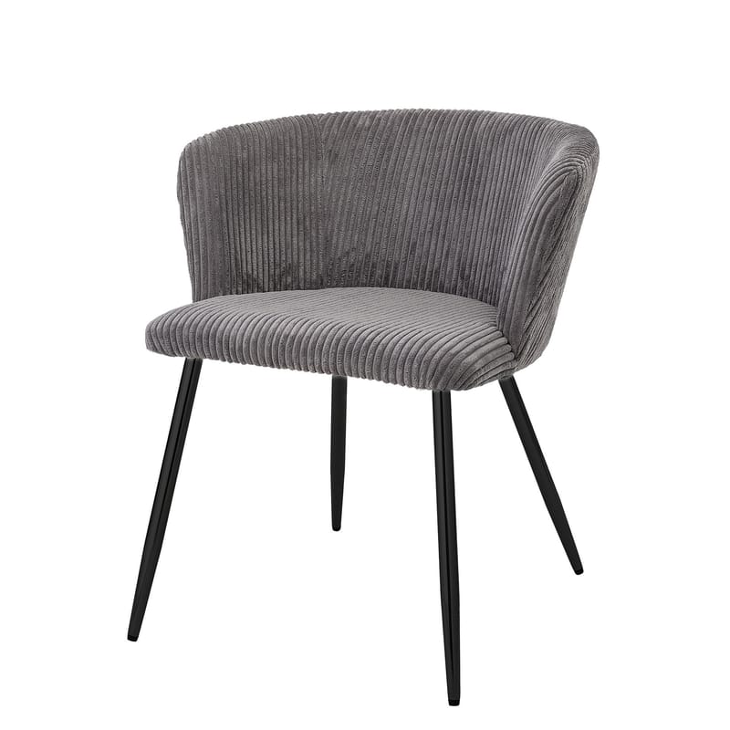 Möbel - Stühle  - Gepolsterter Sessel Marley textil grau / Cordsamt - Bloomingville - Grau / Füße schwarz - gerippter Samt, lackiertes Eisen, Schaumstoff