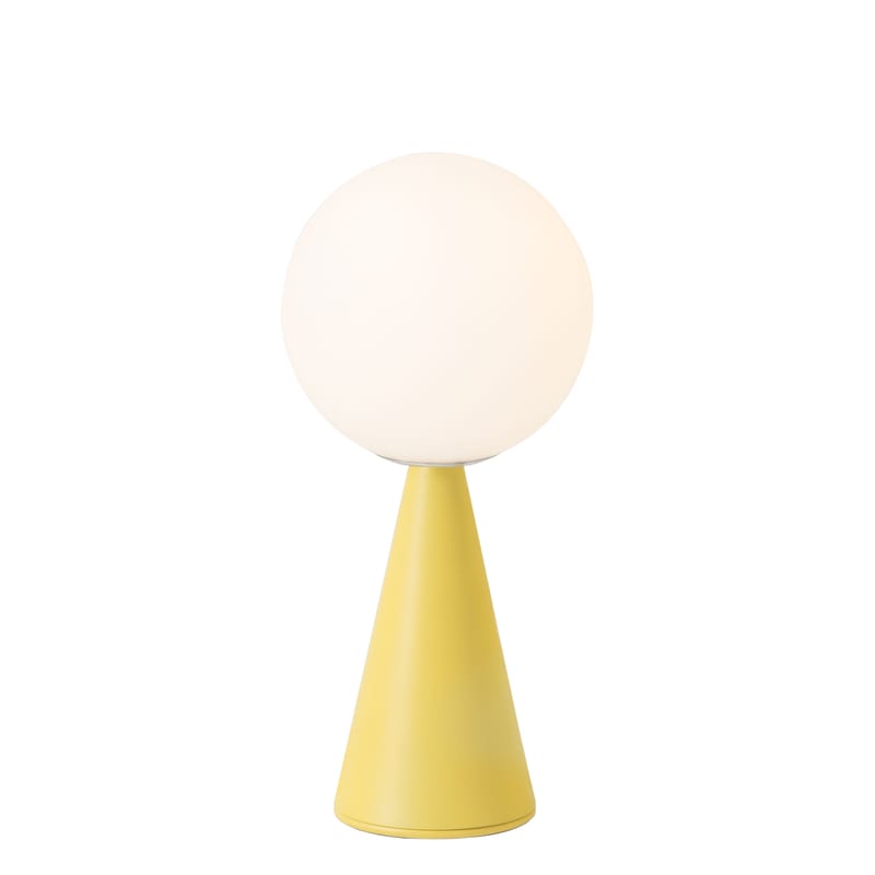 Luminaire - Lampes de table - Lampe de table Bilia Mini métal verre jaune / H 26 cm - By Gio Ponti (1932) - Fontana Arte - Jaune - Métal, Verre soufflé satiné