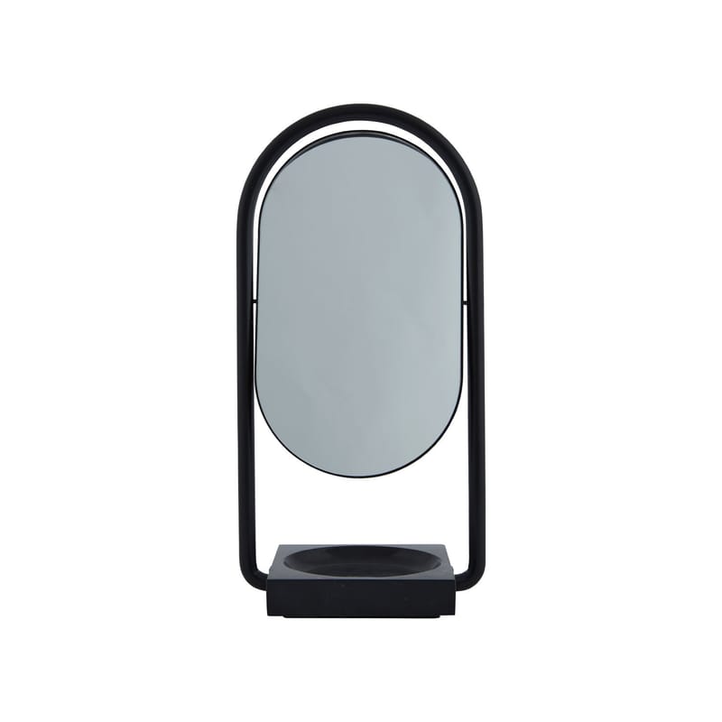 Décoration - Miroirs - Miroir à poser Angui métal noir / Marbre - L 17,2 x H 35 cm - AYTM - Noir / Marbre - Acier, Marbre, Verre