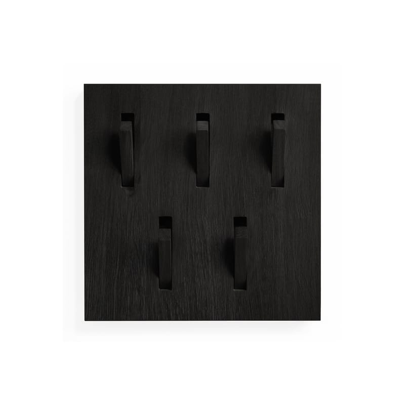 Mobilier - Portemanteaux, patères & portants - Portemanteau mural Utilitile bois noir / 5 patères rabattables - 40 x 40 cm - Ethnicraft - Noir - Chêne teinté