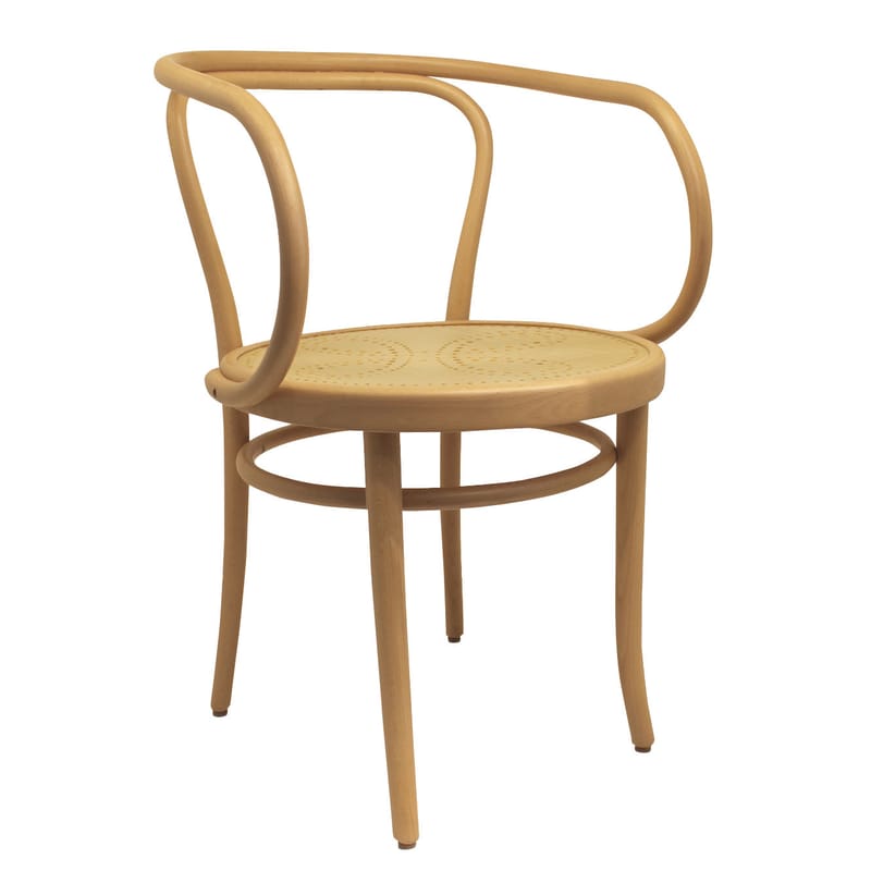 Möbel - Stühle  - Sessel Wiener Stuhl holz natur / gelöcherte Sitzfläche - Neuauflage des Originals aus dem Jahr 1904 - Wiener GTV Design - Holzfarben - Gewölbte Buche, Perforiertes Buchensperrholz
