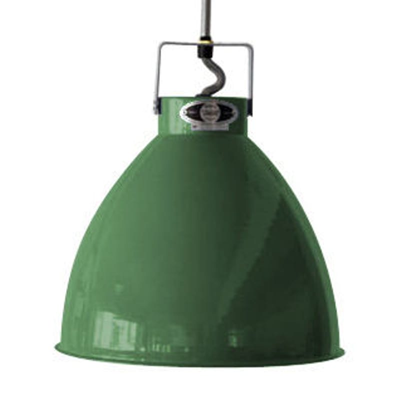 Luminaire - Suspensions - Suspension Augustin métal vert Large Ø 36 cm - Jieldé - Vert olive brillant / Intérieur argent - Métal laqué