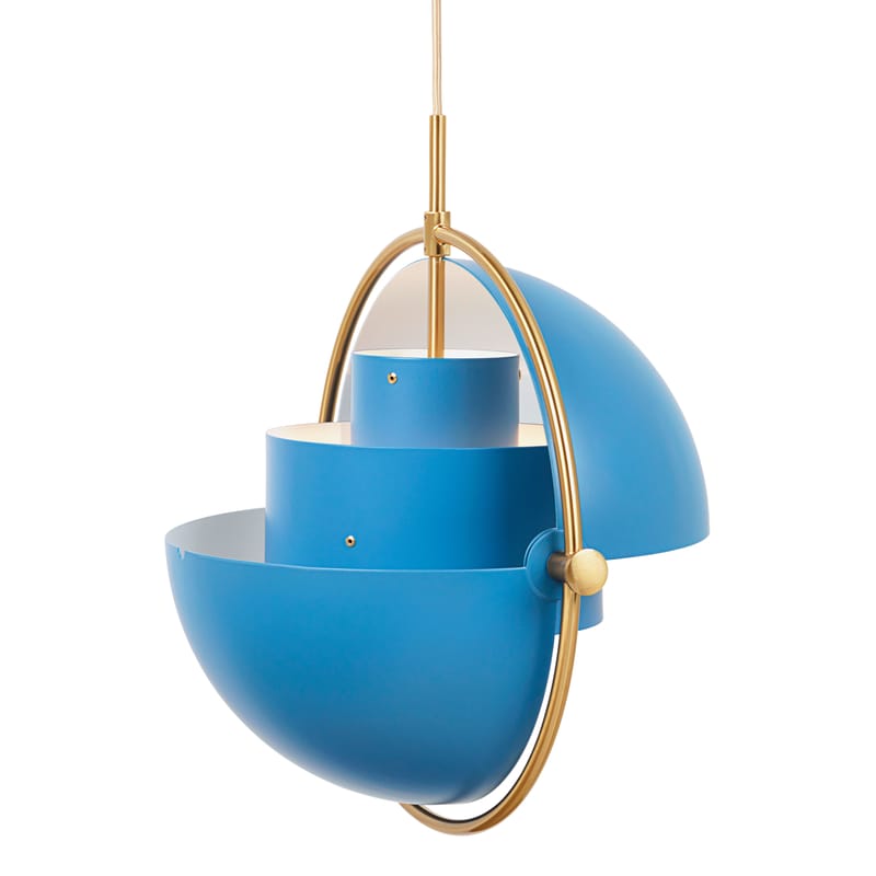 Luminaire - Suspensions - Suspension Multi-Lite Large métal bleu / Ø 36 cm - Modulable & orientable / Réédition 1972 - Gubi - Bleu / Laiton - Métal