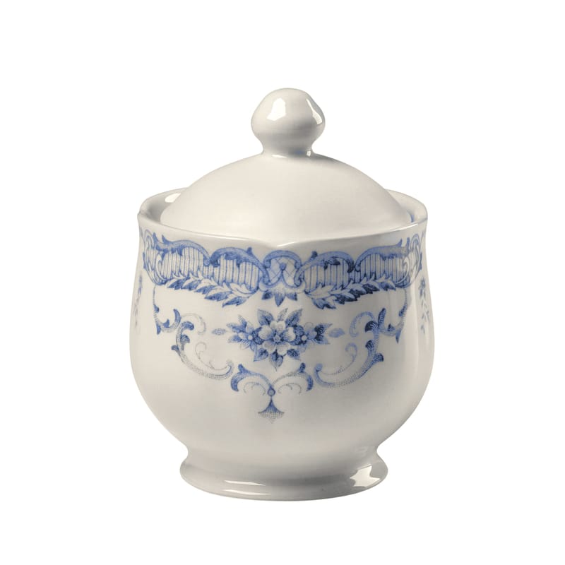 Tisch und Küche - Tee und Kaffee - Zuckerdose Rose keramik weiß blau / H 11,5 x Ø 8,4 cm - Bitossi Home - Blau - Keramischer Eisenstein