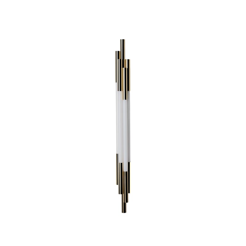 Luminaire - Appliques - Applique ORG Small verre blanc / LED - L 105 cm - DCW éditions - L 105 cm / Blanc & laiton - Aluminium anodisé, Verre opalin