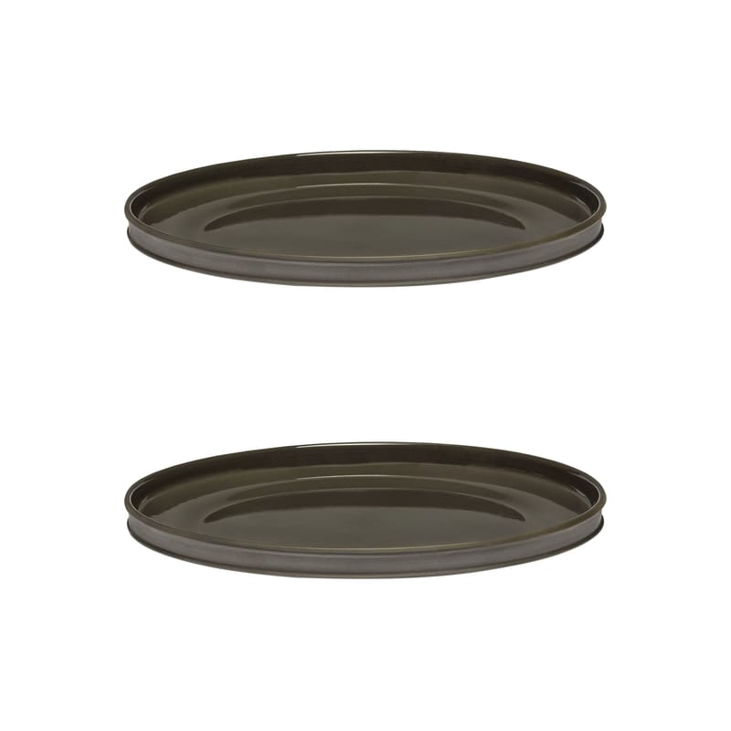 Table et cuisine - Assiettes - Assiette Dune céramique marron / By Kelly Wearstle - Set de 2 - Ø 28 cm - Serax - Marron Ardoise - Porcelaine
