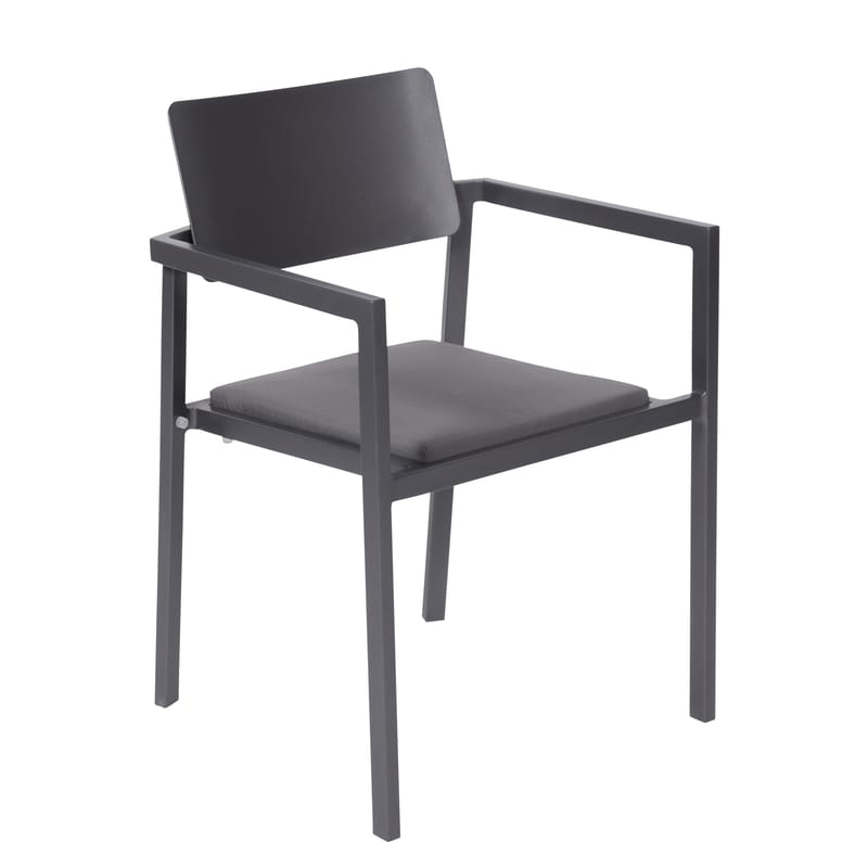 Mobilier - Chaises, fauteuils de salle à manger - Fauteuil Perspective métal gris / Aluminium - Coussin inclus - Vlaemynck - Anthracite - Aluminium laqué, Toile