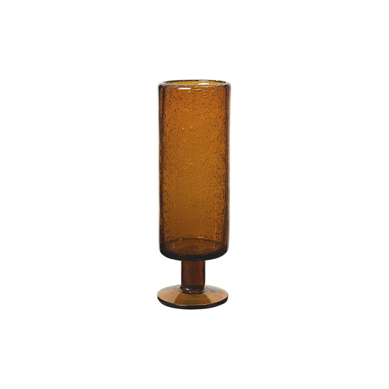 Table et cuisine - Verres  - Flûte à champagne Oli verre orange / Soufflé bouche - H 16,8 cm - Ferm Living - Ambre - Verre soufflé bouche