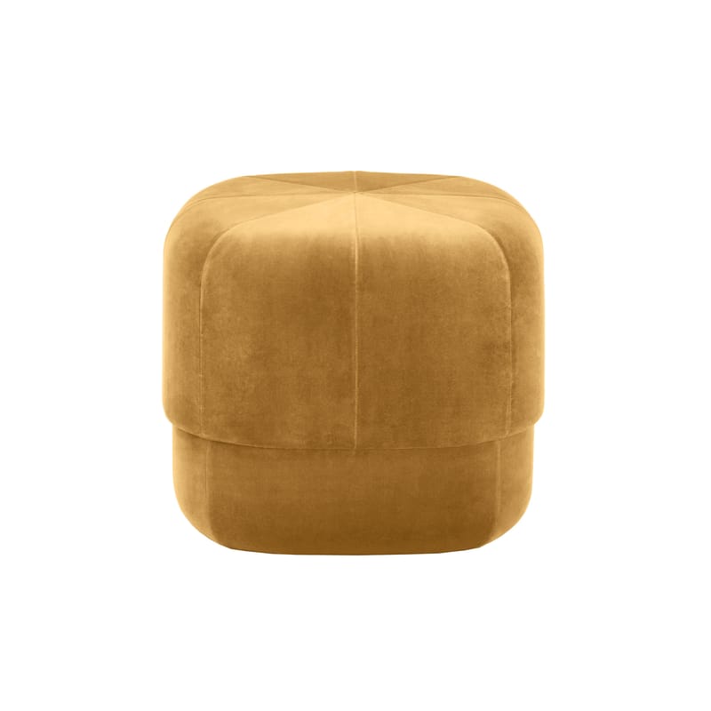Furniture - Poufs & Floor Cushions - Circus Small Pouf textile yellow Ø 46 cm - Velvet - Normann Copenhagen - Yellow - Foam, Velvet, Wood