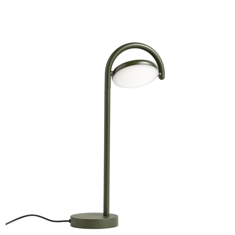 Lighting - Table Lamps - Marselis Table lamp metal green / Adjustable diffuser - H 38 cm - Hay - Khaki green - Aluminium, Nylon, Polycarbonate, Sand-cast iron, Steel