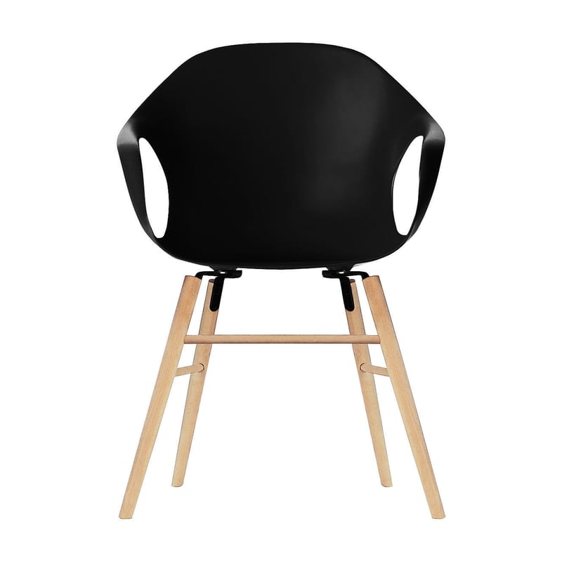 Furniture - Chairs - Elephant Wood Armchair plastic material wood black Plastic shell & wood legs - Kristalia - Black - Beechwood, Lacquered polyurethane