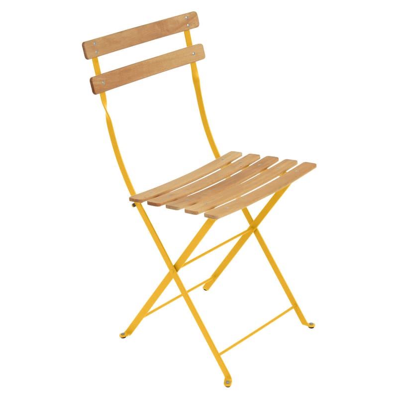 Mobilier - Chaises, fauteuils de salle à manger - Chaise pliante Bistro bois naturel - Fermob - Miel texturé / Bois - Acier peint, Hêtre traité